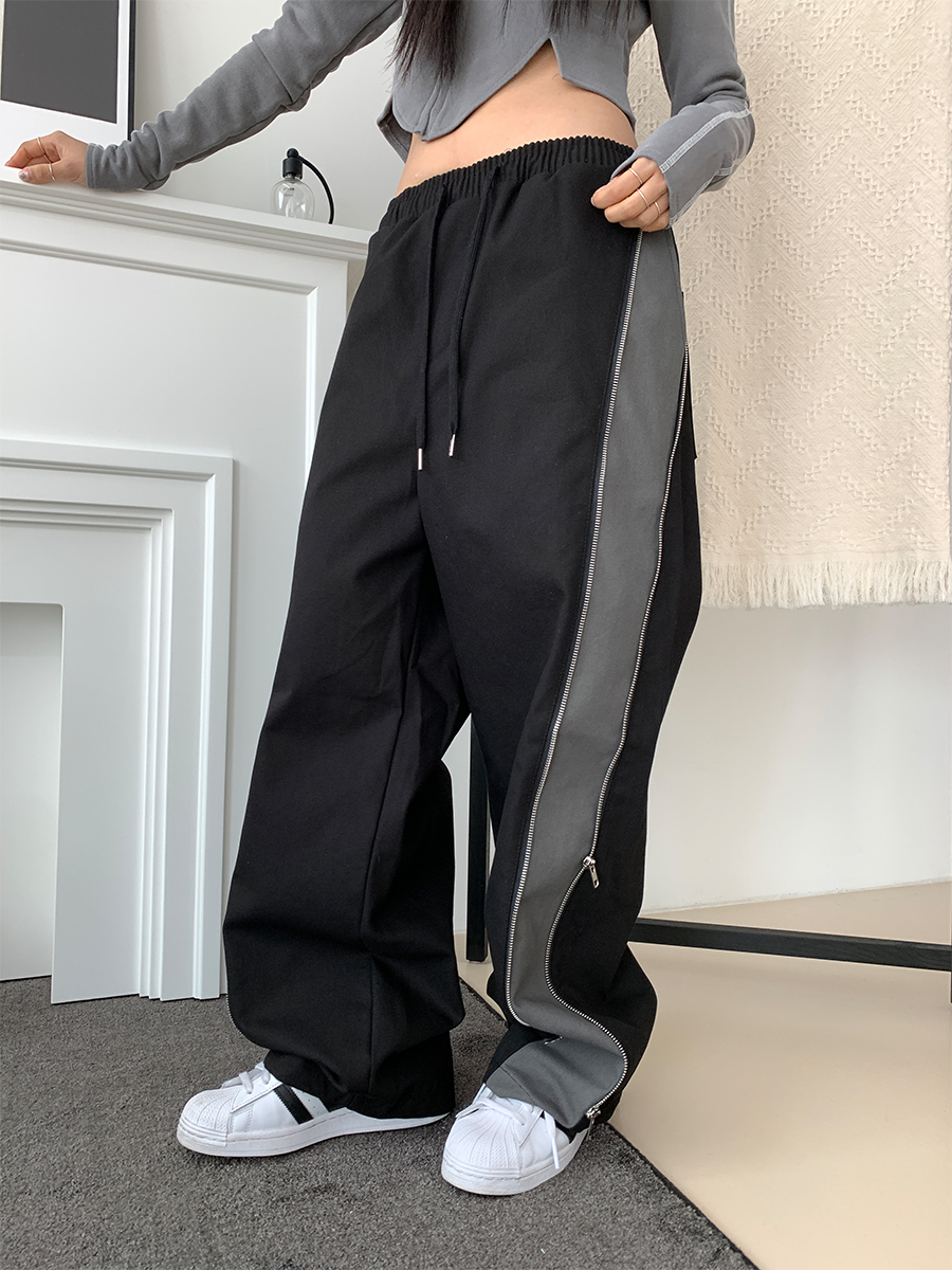 Side zipper pants (2color) *unisex